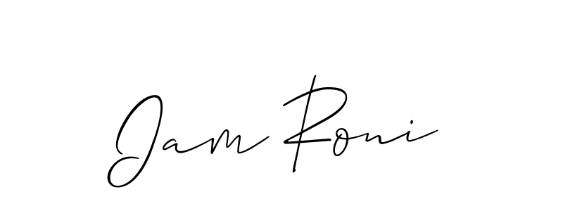 if you are searching for the best signature style for your name Iam Roni. so please give up your signature search. here we have designed multiple signature styles  using Allison_Script. Iam Roni signature style 2 images and pictures png