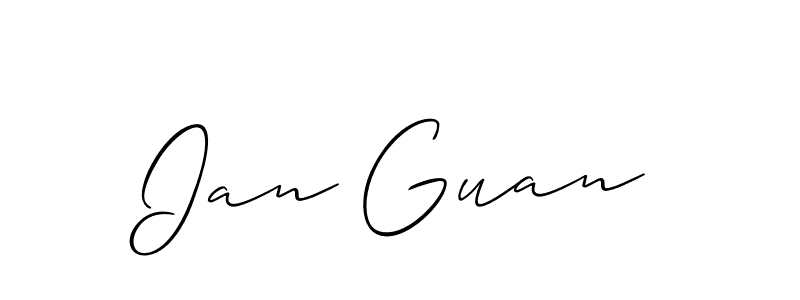 if you are searching for the best signature style for your name Ian Guan. so please give up your signature search. here we have designed multiple signature styles  using Allison_Script. Ian Guan signature style 2 images and pictures png