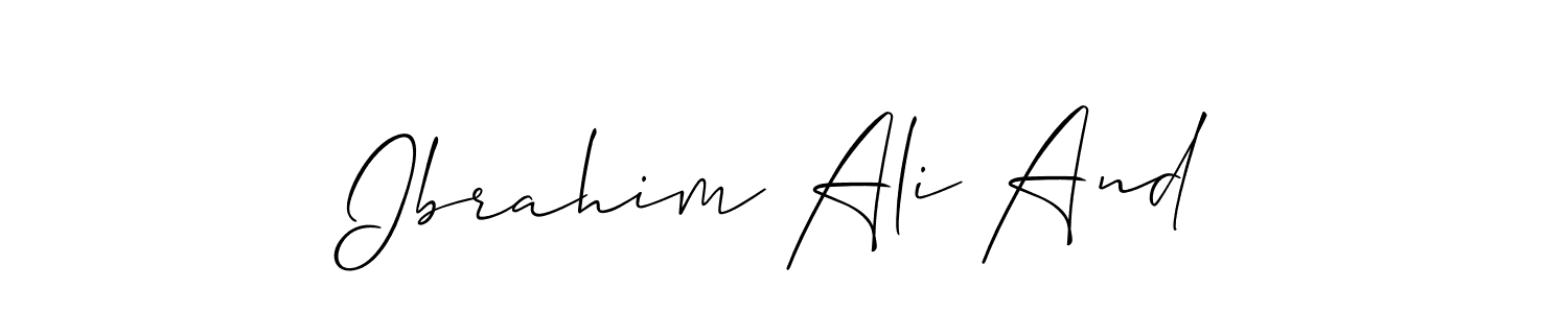 You should practise on your own different ways (Allison_Script) to write your name (Ibrahim Ali And) in signature. don't let someone else do it for you. Ibrahim Ali And signature style 2 images and pictures png