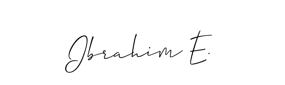 How to make Ibrahim E. name signature. Use Allison_Script style for creating short signs online. This is the latest handwritten sign. Ibrahim E. signature style 2 images and pictures png