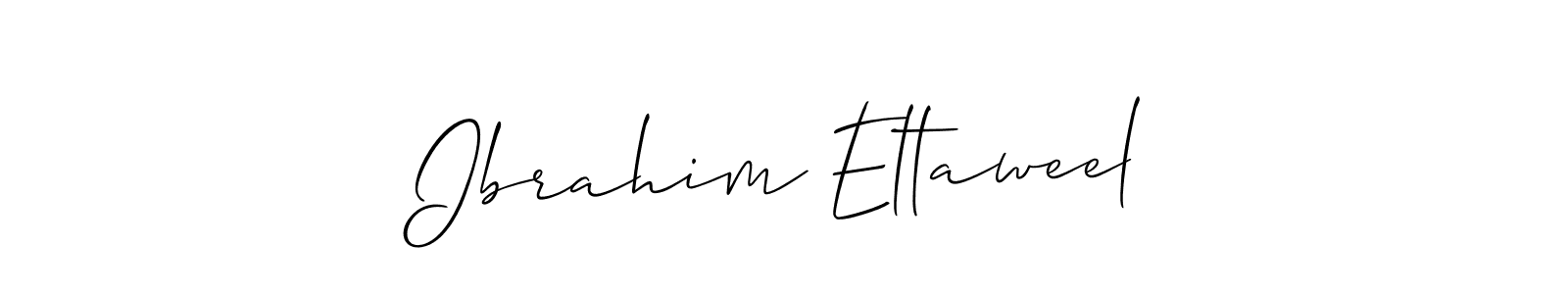 How to make Ibrahim Eltaweel name signature. Use Allison_Script style for creating short signs online. This is the latest handwritten sign. Ibrahim Eltaweel signature style 2 images and pictures png