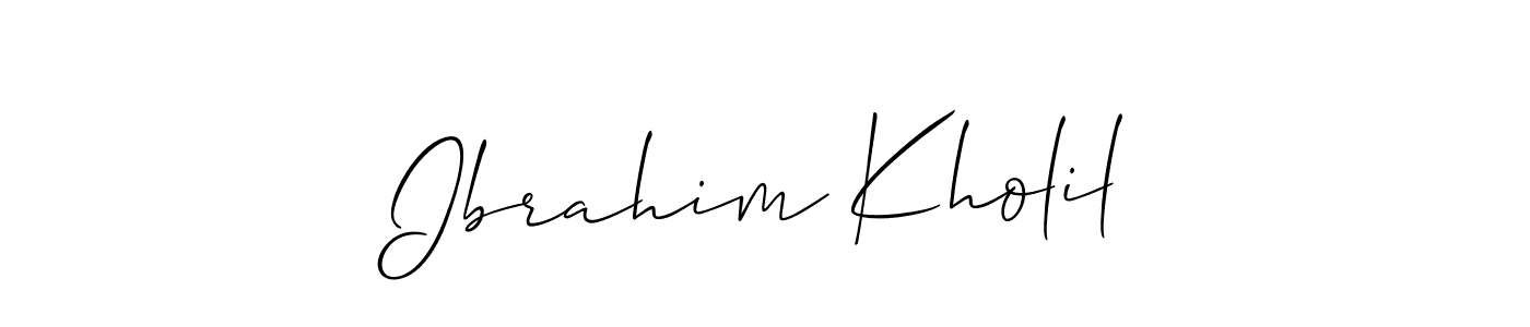 The best way (Allison_Script) to make a short signature is to pick only two or three words in your name. The name Ibrahim Kholil include a total of six letters. For converting this name. Ibrahim Kholil signature style 2 images and pictures png