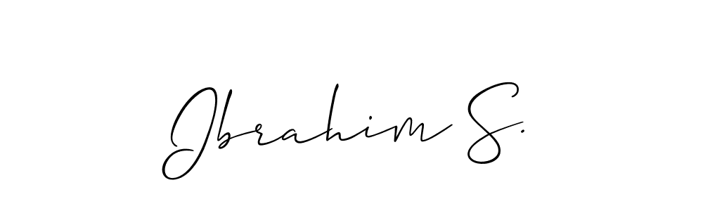 The best way (Allison_Script) to make a short signature is to pick only two or three words in your name. The name Ibrahim S. include a total of six letters. For converting this name. Ibrahim S. signature style 2 images and pictures png