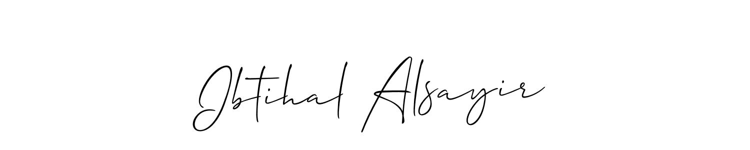 Also You can easily find your signature by using the search form. We will create Ibtihal Alsayir name handwritten signature images for you free of cost using Allison_Script sign style. Ibtihal Alsayir signature style 2 images and pictures png