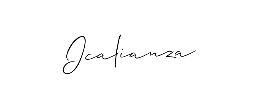 Make a beautiful signature design for name Icalianza. With this signature (Allison_Script) style, you can create a handwritten signature for free. Icalianza signature style 2 images and pictures png