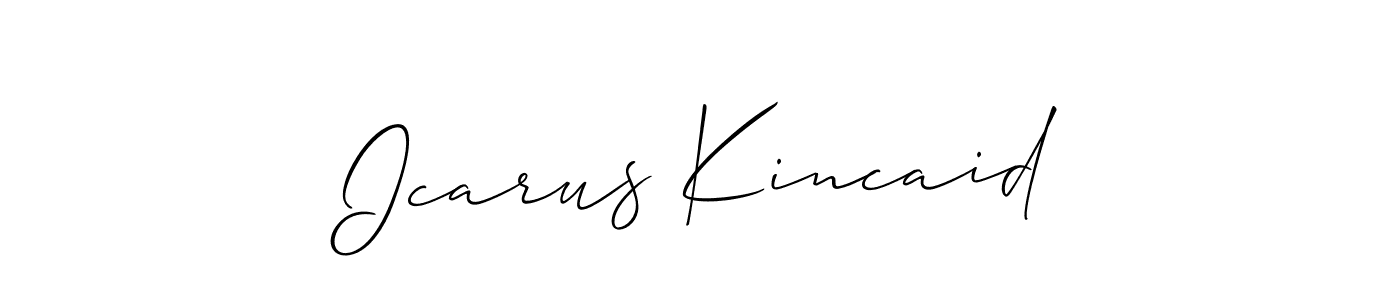 Icarus Kincaid stylish signature style. Best Handwritten Sign (Allison_Script) for my name. Handwritten Signature Collection Ideas for my name Icarus Kincaid. Icarus Kincaid signature style 2 images and pictures png