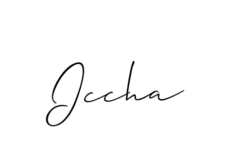 Similarly Allison_Script is the best handwritten signature design. Signature creator online .You can use it as an online autograph creator for name Iccha. Iccha signature style 2 images and pictures png