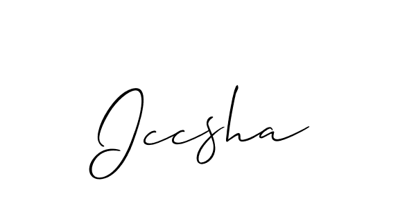 Allison_Script is a professional signature style that is perfect for those who want to add a touch of class to their signature. It is also a great choice for those who want to make their signature more unique. Get Iccsha name to fancy signature for free. Iccsha signature style 2 images and pictures png