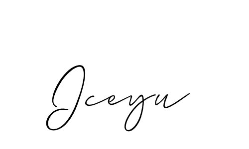 Use a signature maker to create a handwritten signature online. With this signature software, you can design (Allison_Script) your own signature for name Iceyu. Iceyu signature style 2 images and pictures png