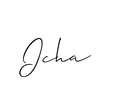 Similarly Allison_Script is the best handwritten signature design. Signature creator online .You can use it as an online autograph creator for name Icha. Icha signature style 2 images and pictures png