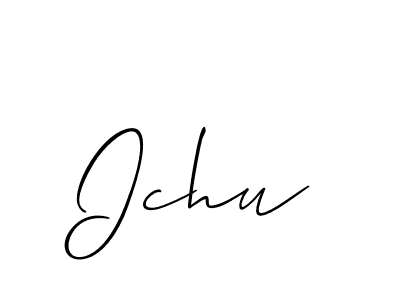 Make a beautiful signature design for name Ichu. With this signature (Allison_Script) style, you can create a handwritten signature for free. Ichu signature style 2 images and pictures png