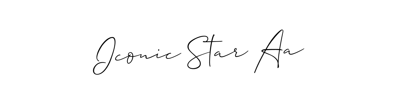 You should practise on your own different ways (Allison_Script) to write your name (Iconic Star Aa) in signature. don't let someone else do it for you. Iconic Star Aa signature style 2 images and pictures png