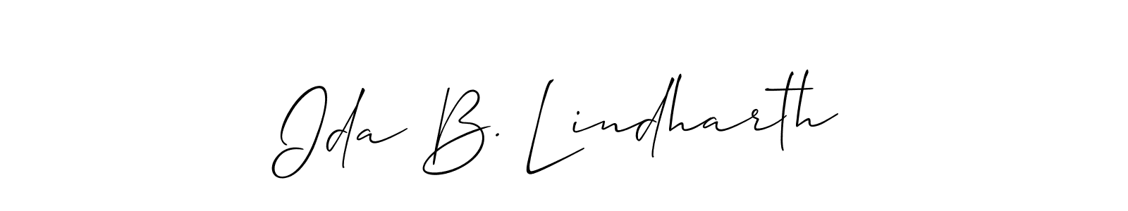 You should practise on your own different ways (Allison_Script) to write your name (Ida B. Lindharth) in signature. don't let someone else do it for you. Ida B. Lindharth signature style 2 images and pictures png