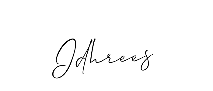 Create a beautiful signature design for name Idhrees. With this signature (Allison_Script) fonts, you can make a handwritten signature for free. Idhrees signature style 2 images and pictures png