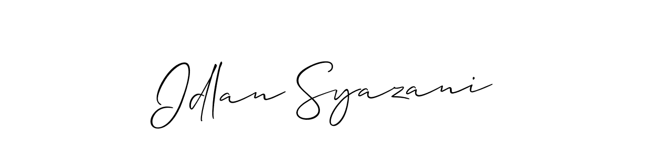 Also You can easily find your signature by using the search form. We will create Idlan Syazani name handwritten signature images for you free of cost using Allison_Script sign style. Idlan Syazani signature style 2 images and pictures png