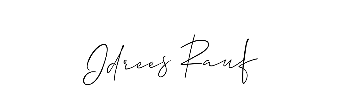 Allison_Script is a professional signature style that is perfect for those who want to add a touch of class to their signature. It is also a great choice for those who want to make their signature more unique. Get Idrees Rauf name to fancy signature for free. Idrees Rauf signature style 2 images and pictures png