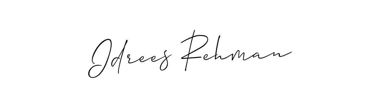 How to make Idrees Rehman name signature. Use Allison_Script style for creating short signs online. This is the latest handwritten sign. Idrees Rehman signature style 2 images and pictures png