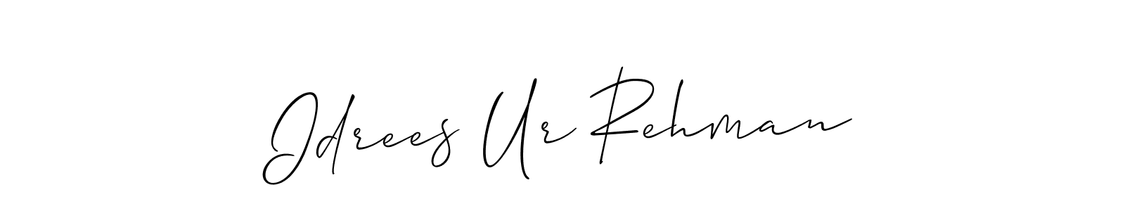 Create a beautiful signature design for name Idrees Ur Rehman. With this signature (Allison_Script) fonts, you can make a handwritten signature for free. Idrees Ur Rehman signature style 2 images and pictures png