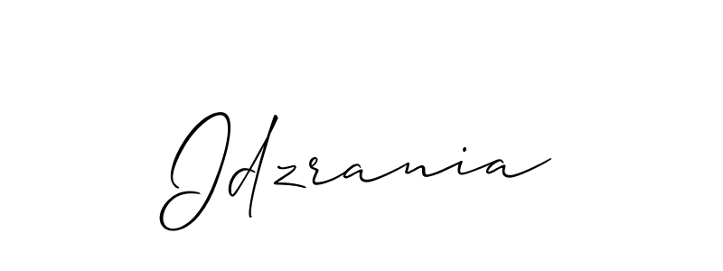 How to make Idzrania name signature. Use Allison_Script style for creating short signs online. This is the latest handwritten sign. Idzrania signature style 2 images and pictures png