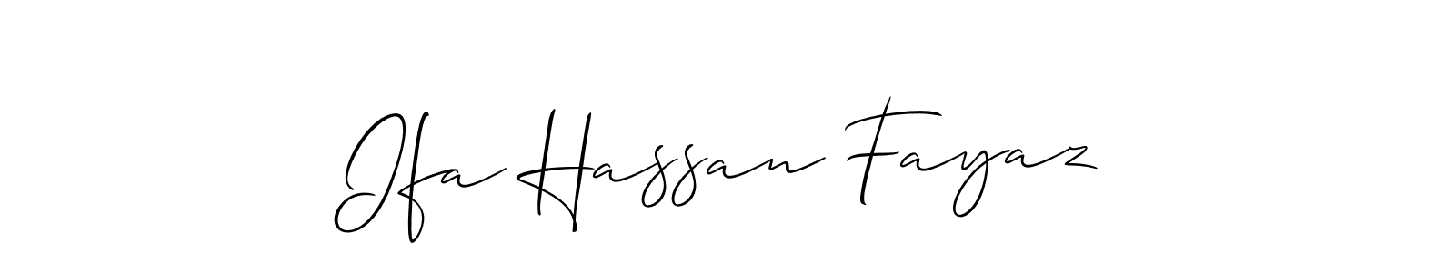 It looks lik you need a new signature style for name Ifa Hassan Fayaz. Design unique handwritten (Allison_Script) signature with our free signature maker in just a few clicks. Ifa Hassan Fayaz signature style 2 images and pictures png