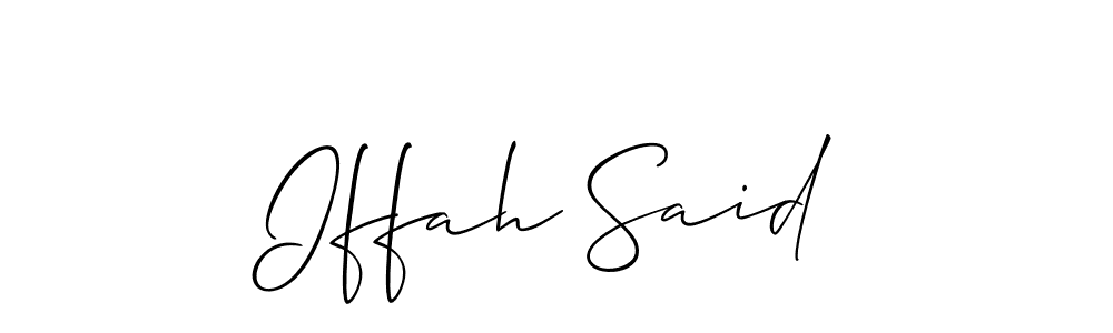 Similarly Allison_Script is the best handwritten signature design. Signature creator online .You can use it as an online autograph creator for name Iffah Said. Iffah Said signature style 2 images and pictures png