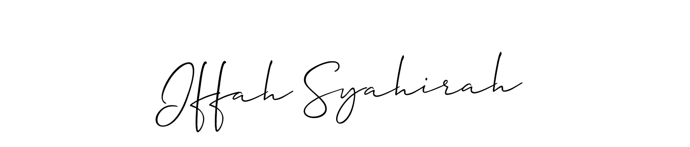 Make a beautiful signature design for name Iffah Syahirah. With this signature (Allison_Script) style, you can create a handwritten signature for free. Iffah Syahirah signature style 2 images and pictures png