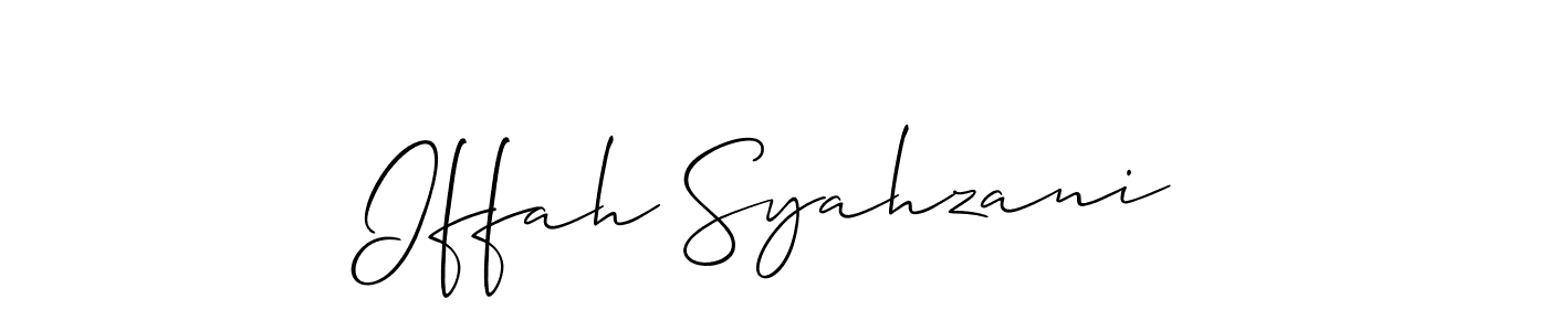 Allison_Script is a professional signature style that is perfect for those who want to add a touch of class to their signature. It is also a great choice for those who want to make their signature more unique. Get Iffah Syahzani name to fancy signature for free. Iffah Syahzani signature style 2 images and pictures png