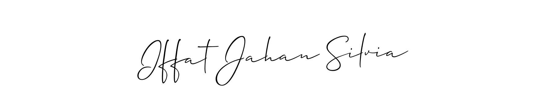 Allison_Script is a professional signature style that is perfect for those who want to add a touch of class to their signature. It is also a great choice for those who want to make their signature more unique. Get Iffat Jahan Silvia name to fancy signature for free. Iffat Jahan Silvia signature style 2 images and pictures png