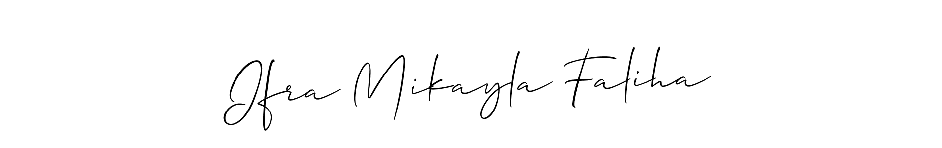 See photos of Ifra Mikayla Faliha official signature by Spectra . Check more albums & portfolios. Read reviews & check more about Allison_Script font. Ifra Mikayla Faliha signature style 2 images and pictures png