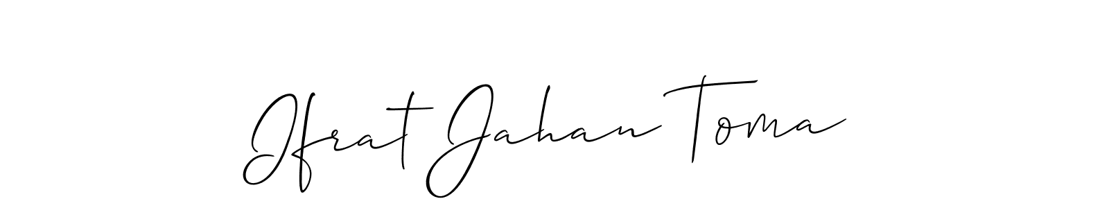 Make a short Ifrat Jahan Toma signature style. Manage your documents anywhere anytime using Allison_Script. Create and add eSignatures, submit forms, share and send files easily. Ifrat Jahan Toma signature style 2 images and pictures png