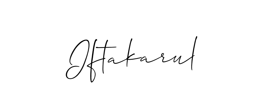 The best way (Allison_Script) to make a short signature is to pick only two or three words in your name. The name Iftakarul include a total of six letters. For converting this name. Iftakarul signature style 2 images and pictures png