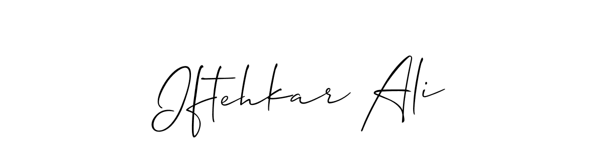 The best way (Allison_Script) to make a short signature is to pick only two or three words in your name. The name Iftehkar Ali include a total of six letters. For converting this name. Iftehkar Ali signature style 2 images and pictures png
