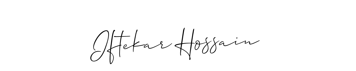 The best way (Allison_Script) to make a short signature is to pick only two or three words in your name. The name Iftekar Hossain include a total of six letters. For converting this name. Iftekar Hossain signature style 2 images and pictures png