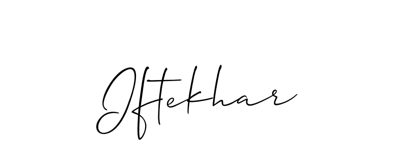 Use a signature maker to create a handwritten signature online. With this signature software, you can design (Allison_Script) your own signature for name Iftekhar. Iftekhar signature style 2 images and pictures png