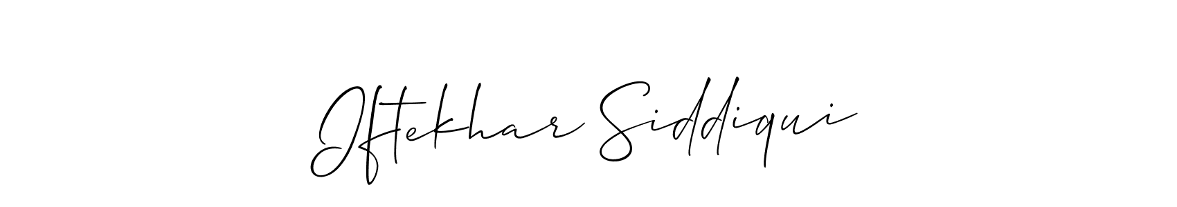 The best way (Allison_Script) to make a short signature is to pick only two or three words in your name. The name Iftekhar Siddiqui include a total of six letters. For converting this name. Iftekhar Siddiqui signature style 2 images and pictures png