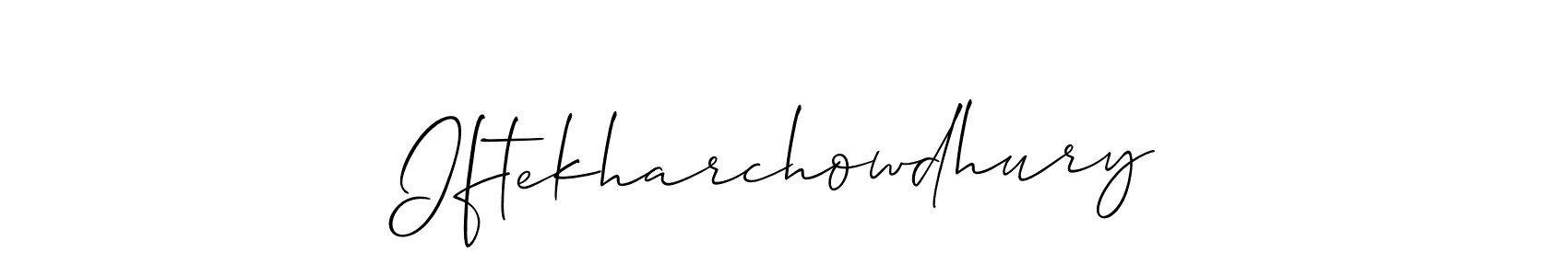 Use a signature maker to create a handwritten signature online. With this signature software, you can design (Allison_Script) your own signature for name Iftekharchowdhury. Iftekharchowdhury signature style 2 images and pictures png