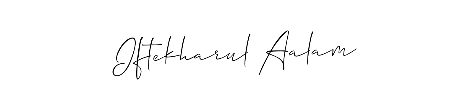 The best way (Allison_Script) to make a short signature is to pick only two or three words in your name. The name Iftekharul Aalam include a total of six letters. For converting this name. Iftekharul Aalam signature style 2 images and pictures png