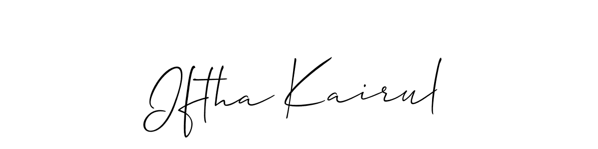 Make a beautiful signature design for name Iftha Kairul. With this signature (Allison_Script) style, you can create a handwritten signature for free. Iftha Kairul signature style 2 images and pictures png