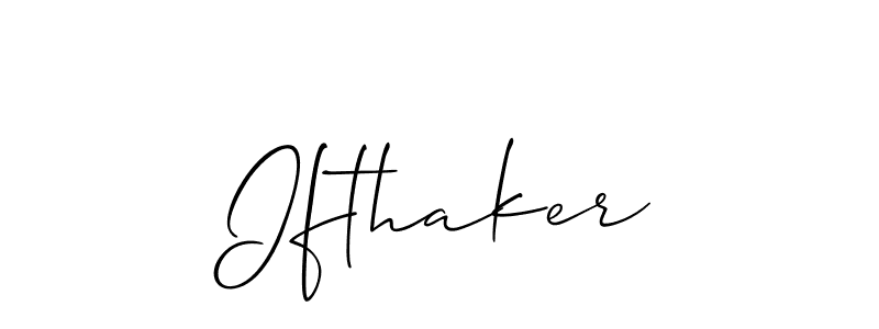 The best way (Allison_Script) to make a short signature is to pick only two or three words in your name. The name Ifthaker include a total of six letters. For converting this name. Ifthaker signature style 2 images and pictures png