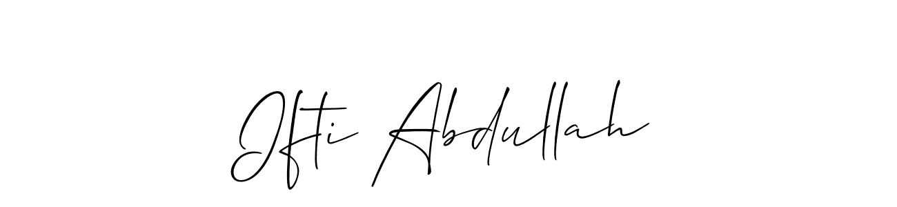 The best way (Allison_Script) to make a short signature is to pick only two or three words in your name. The name Ifti Abdullah include a total of six letters. For converting this name. Ifti Abdullah signature style 2 images and pictures png