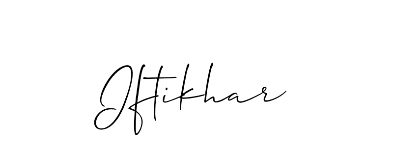 Create a beautiful signature design for name Iftikhar. With this signature (Allison_Script) fonts, you can make a handwritten signature for free. Iftikhar signature style 2 images and pictures png