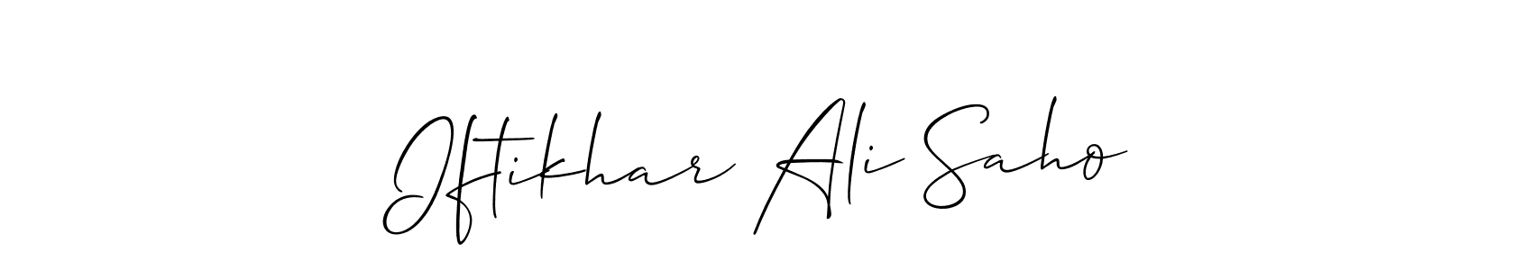 How to make Iftikhar Ali Saho name signature. Use Allison_Script style for creating short signs online. This is the latest handwritten sign. Iftikhar Ali Saho signature style 2 images and pictures png