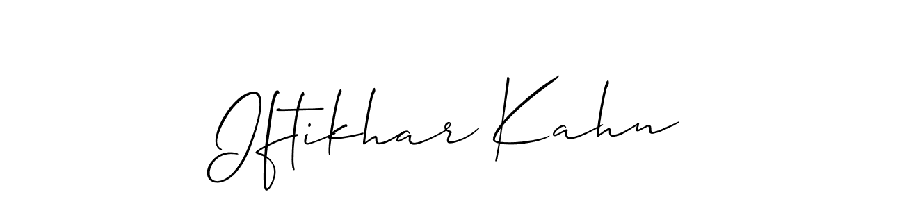 Make a beautiful signature design for name Iftikhar Kahn. With this signature (Allison_Script) style, you can create a handwritten signature for free. Iftikhar Kahn signature style 2 images and pictures png