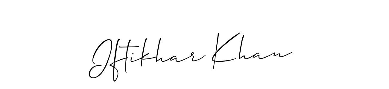 Make a beautiful signature design for name Iftikhar Khan. With this signature (Allison_Script) style, you can create a handwritten signature for free. Iftikhar Khan signature style 2 images and pictures png