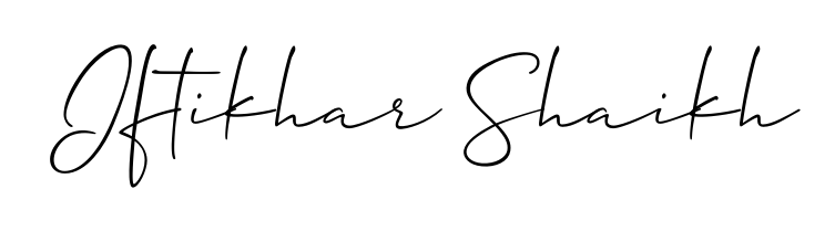 Looking for an artistic signature for Iftikhar Shaikh? The Allison_Script calligraphy style gives a sophisticated flow suitable for business cards and emails. Iftikhar Shaikh signature style 2 images and pictures png