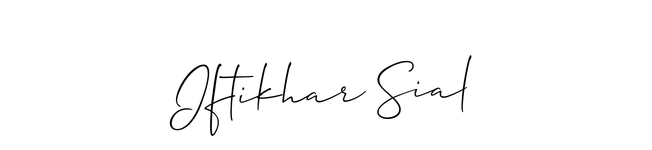 Make a short Iftikhar Sial signature style. Manage your documents anywhere anytime using Allison_Script. Create and add eSignatures, submit forms, share and send files easily. Iftikhar Sial signature style 2 images and pictures png