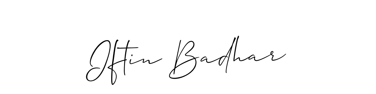Use a signature maker to create a handwritten signature online. With this signature software, you can design (Allison_Script) your own signature for name Iftin Badhar. Iftin Badhar signature style 2 images and pictures png