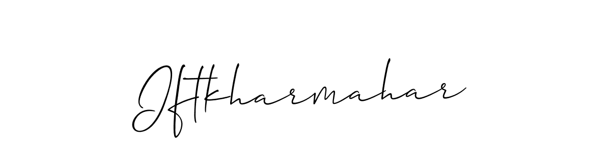 How to make Iftkharmahar signature? Allison_Script is a professional autograph style. Create handwritten signature for Iftkharmahar name. Iftkharmahar signature style 2 images and pictures png