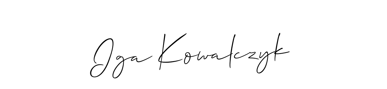 if you are searching for the best signature style for your name Iga Kowalczyk. so please give up your signature search. here we have designed multiple signature styles  using Allison_Script. Iga Kowalczyk signature style 2 images and pictures png