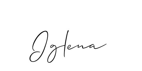 Use a signature maker to create a handwritten signature online. With this signature software, you can design (Allison_Script) your own signature for name Iglena. Iglena signature style 2 images and pictures png
